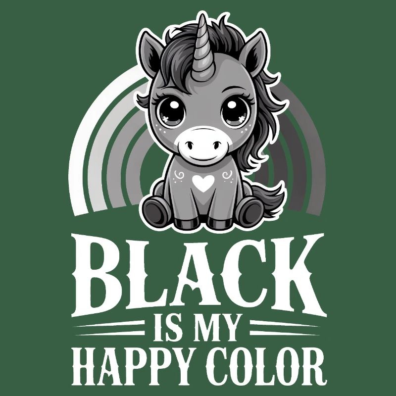 Unicorn Rainbow : Le noir est ma couleur heureuse