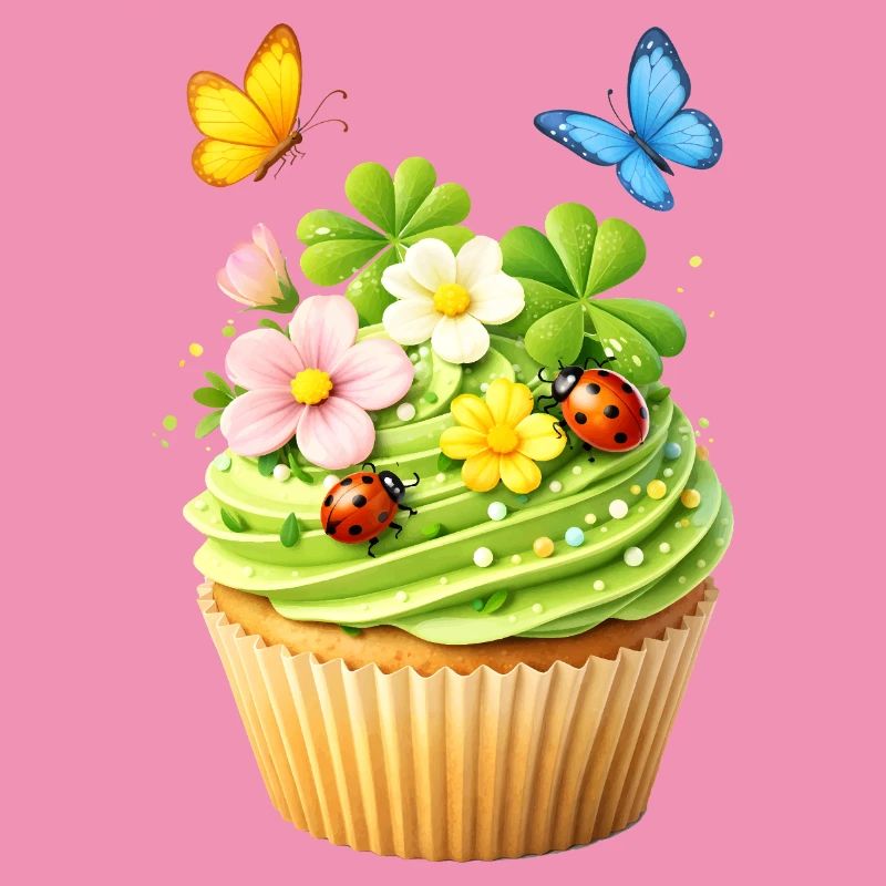 Spring cupcake with flowers