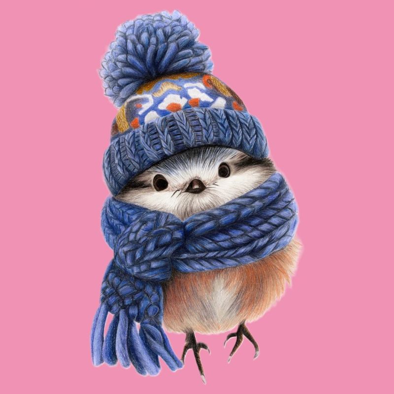 Oiseau d’hiver avec écharpe