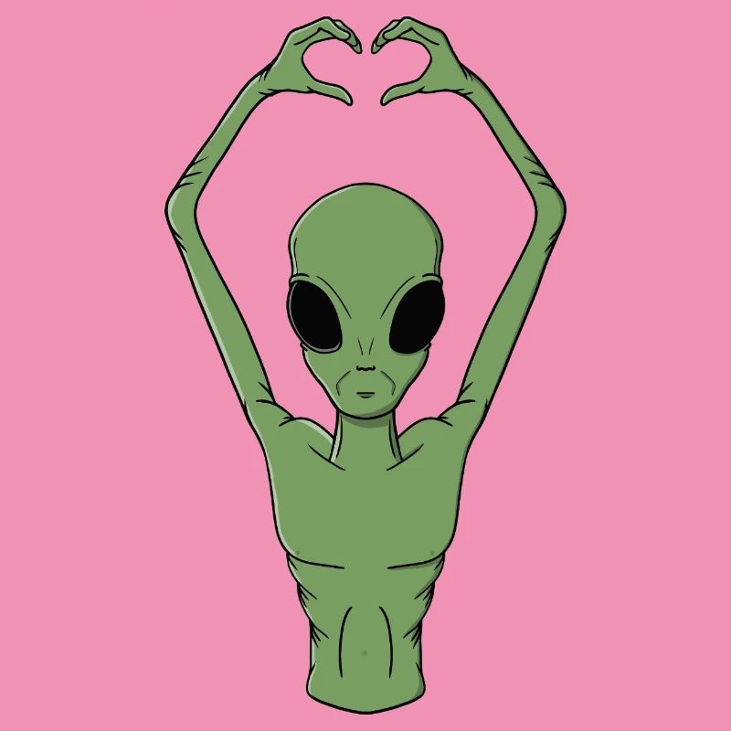Alien-Herz-Pose