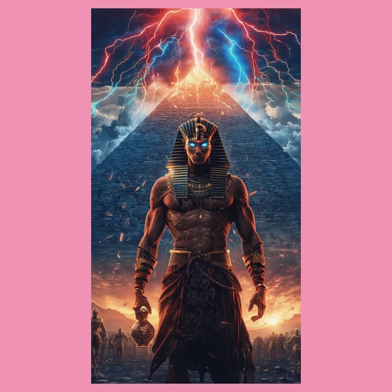 Pharaon du Tonnerre devant la pyramide
