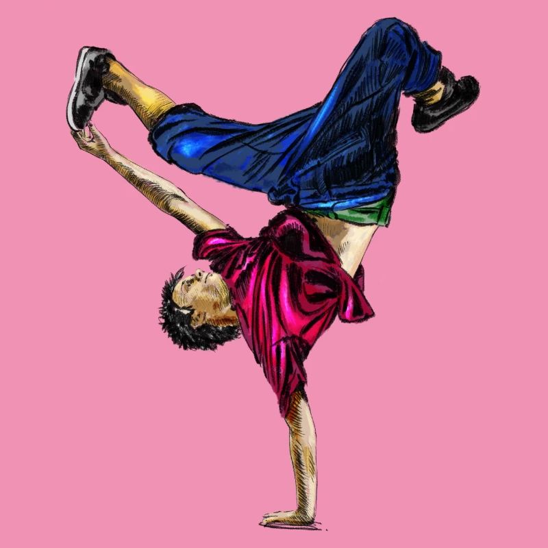 Acrobatic dancer in dynamic style