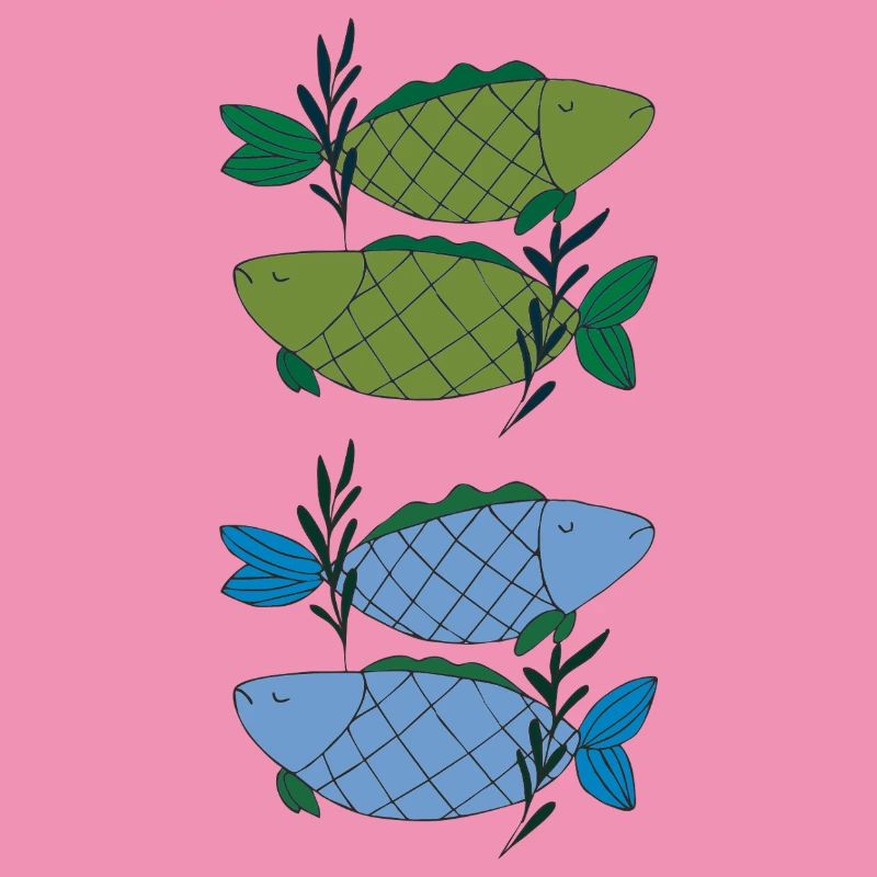 Fish pattern in delicate color gradients