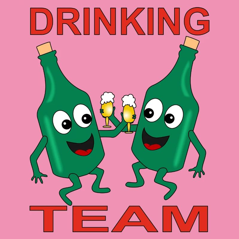 Verschmitzte Bierflaschen Trinkteam