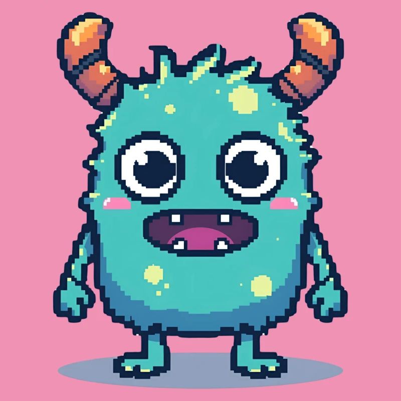 8-Bit Cute Pixel Monster Retro 90s Style