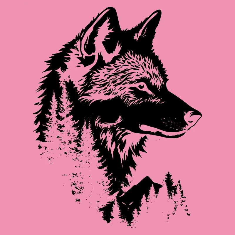 Silhouette de forêt de visage de loup