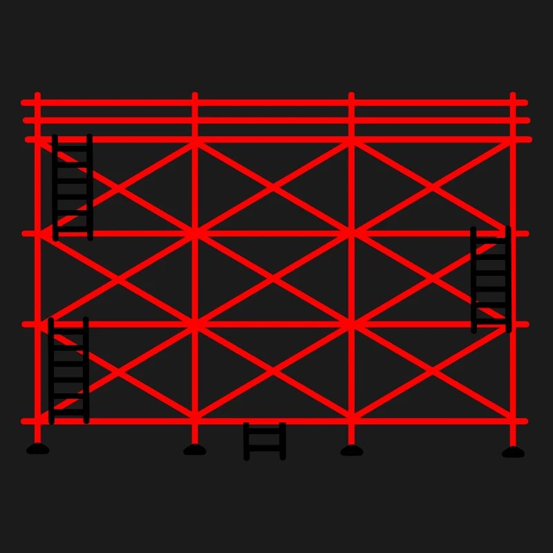 Échafaudage rouge avec marches noires conception de construction