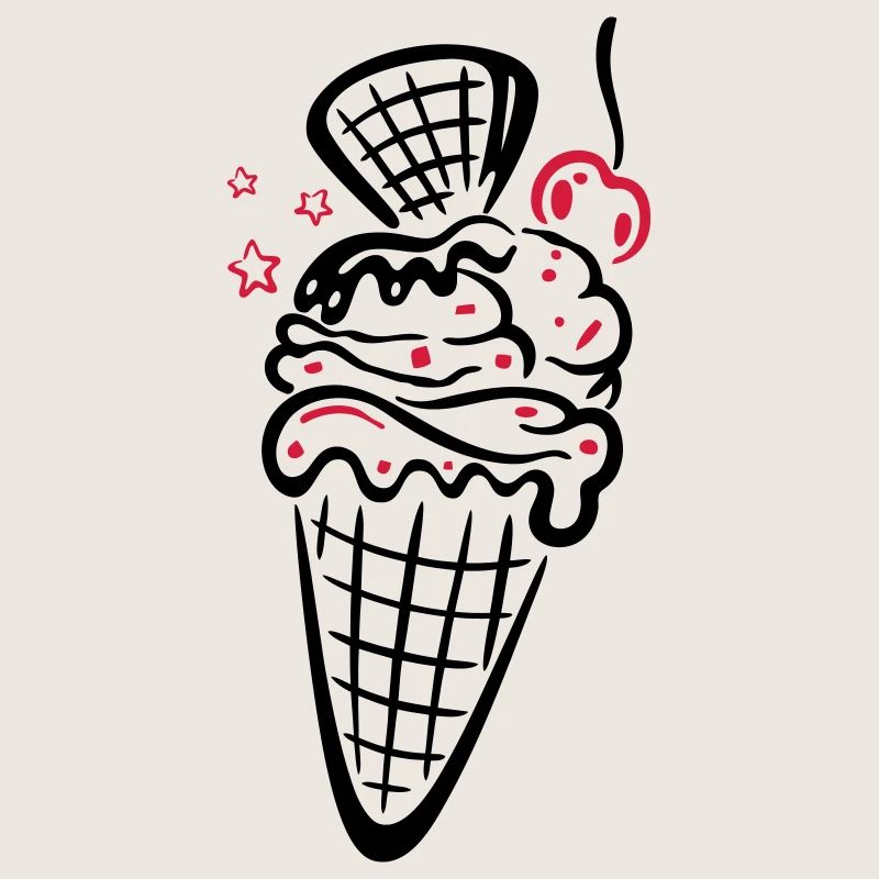 Eis, ice, Eiswaffel mit Kirsche