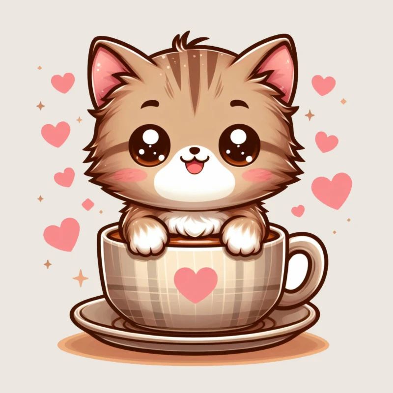 Cat with Coffee Mug 2