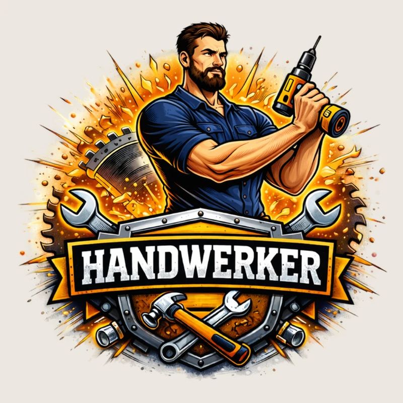 Logo Craftsman – Style de bande dessinée avec perceuse