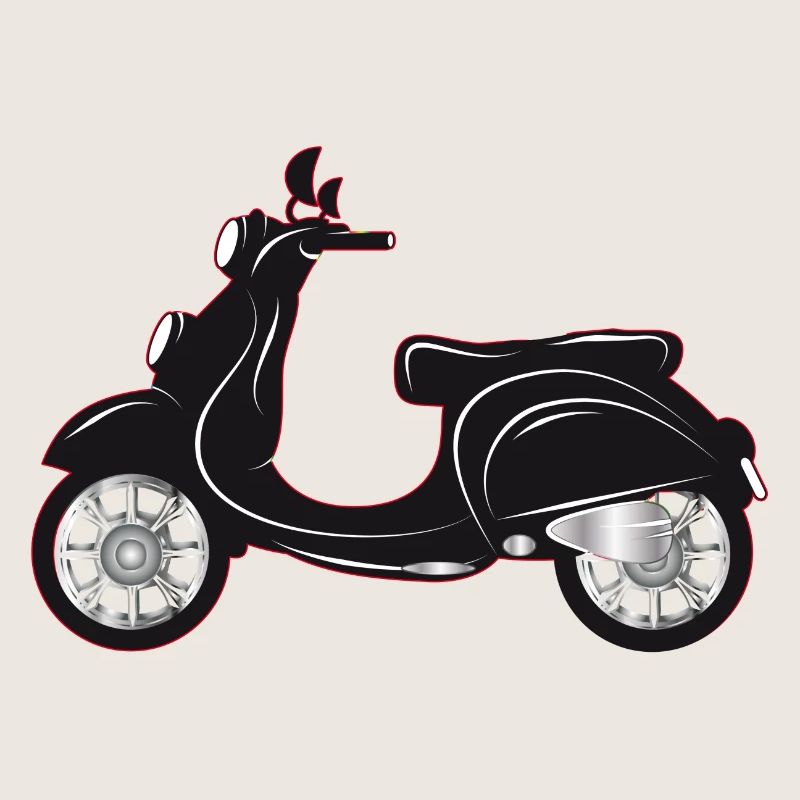 Ein schwarzer Motorroller mit farbigem Rand