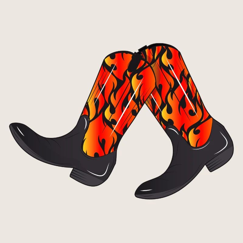 extravagant western boots with flame pattern