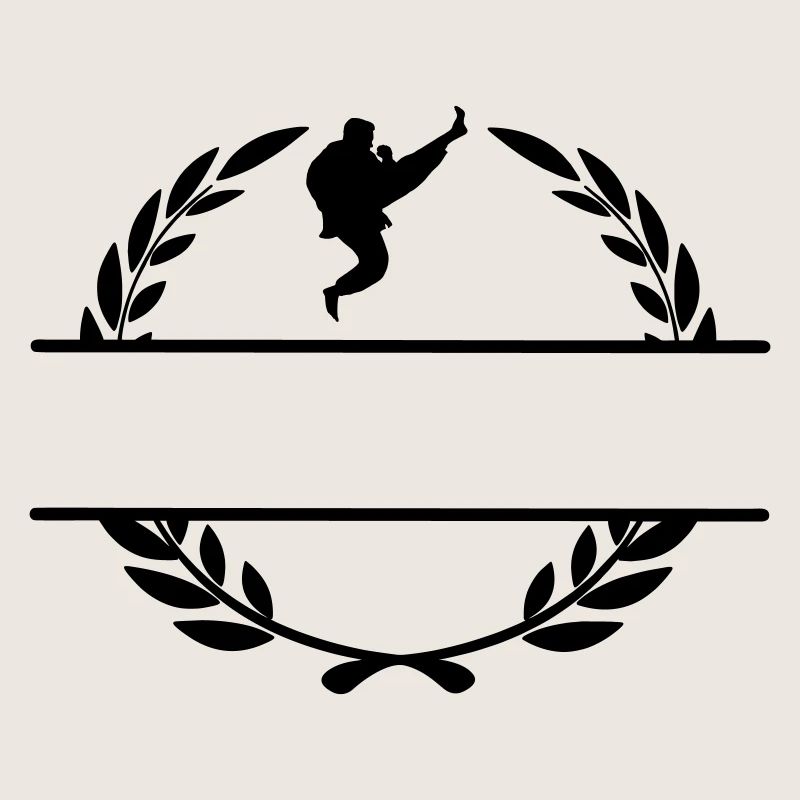 Karate oder Taekwondo gesprungener Schaufel Lorbeerkranz