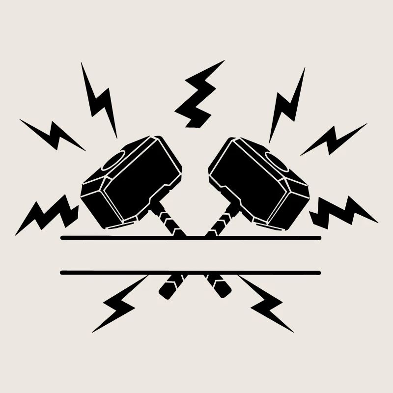 Deux marteaux de Thor avec découpe de texte