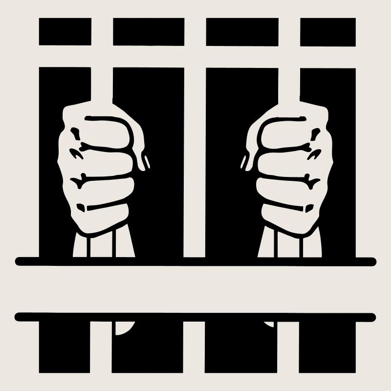 Zwei Fäuste hinter Gittern und Leerzeichen
