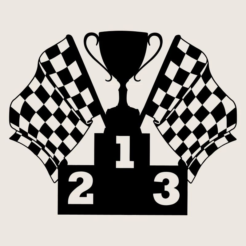 Podium du drapeau de la Coupe de course automobile