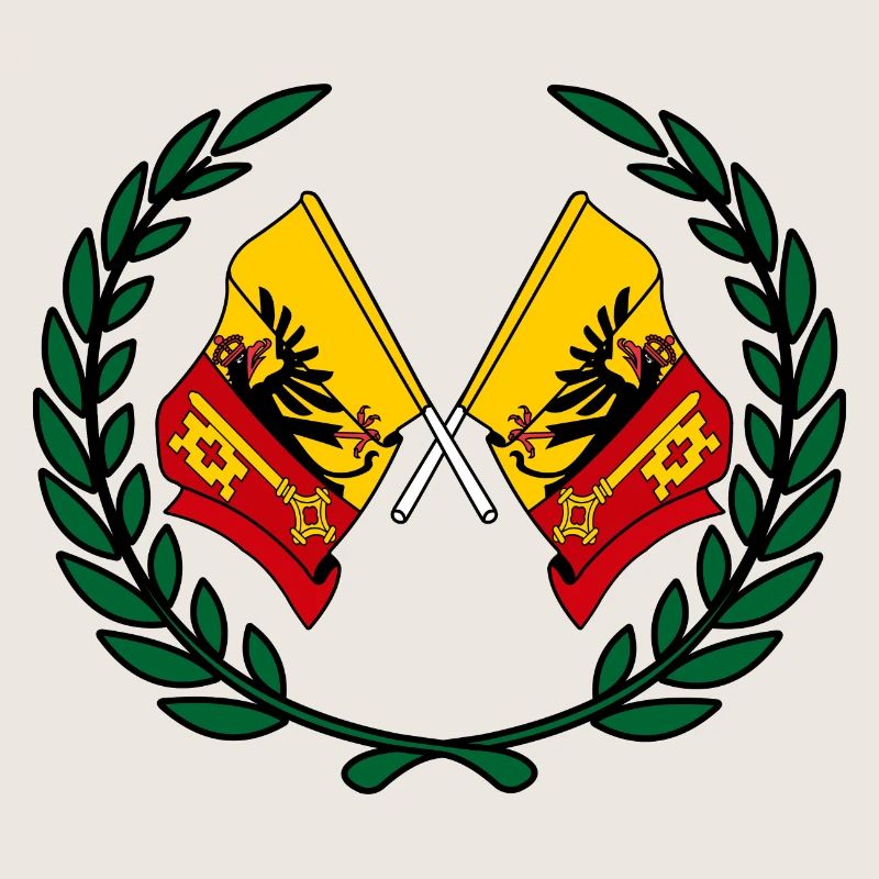 Flaggen Kanton oder Genf Schweiz Lorbeerkranz