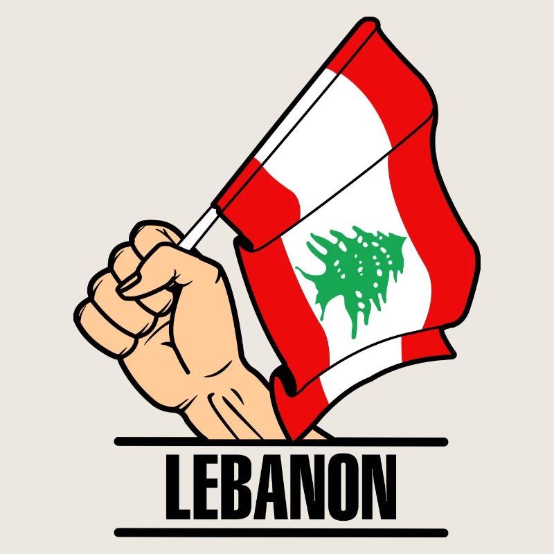 Drapeau Liban poing texte LIBAN