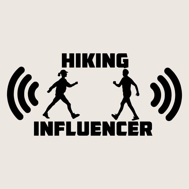 Marcher avec le texte Logo de l’influenceur de randonnée