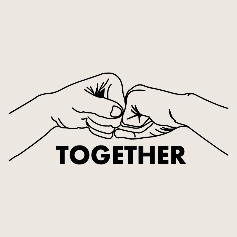 Hand gesture collaboration teamwork with text together