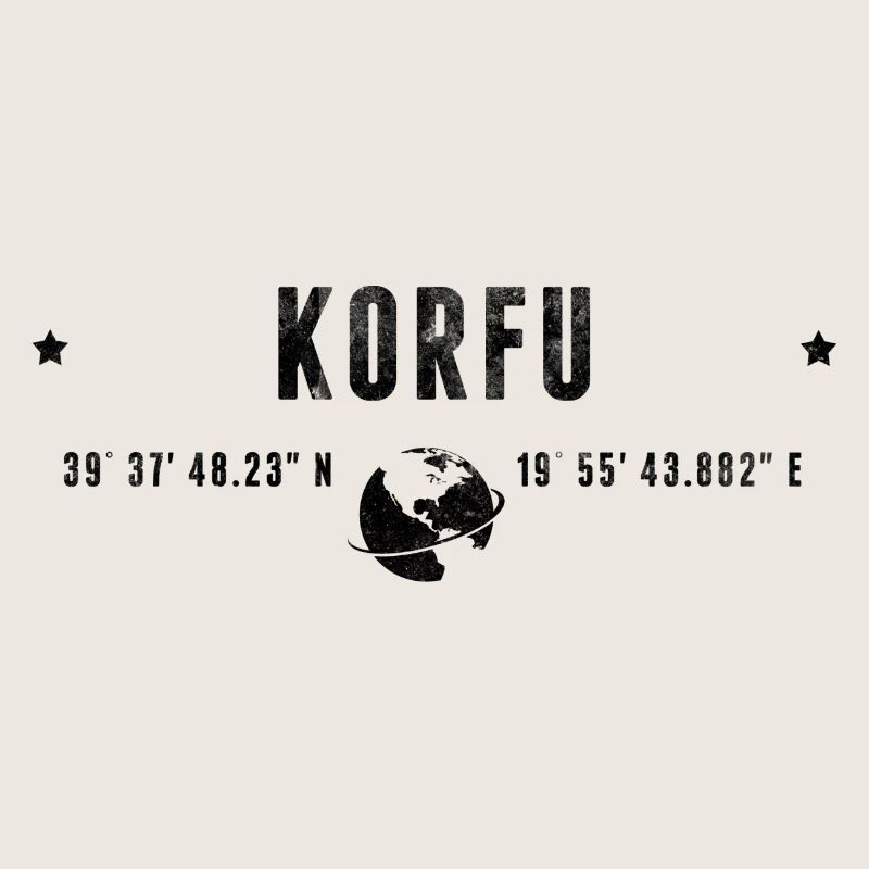 Corfu Stylized Geographical Coordinates