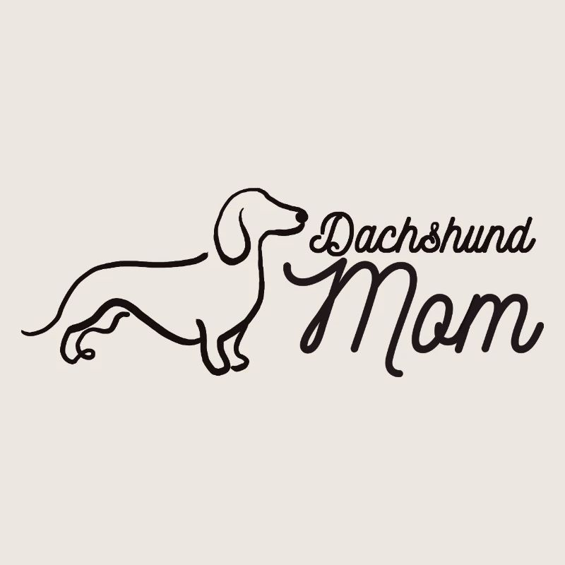 Dachshund Mom Script Logo Lineart Dackel