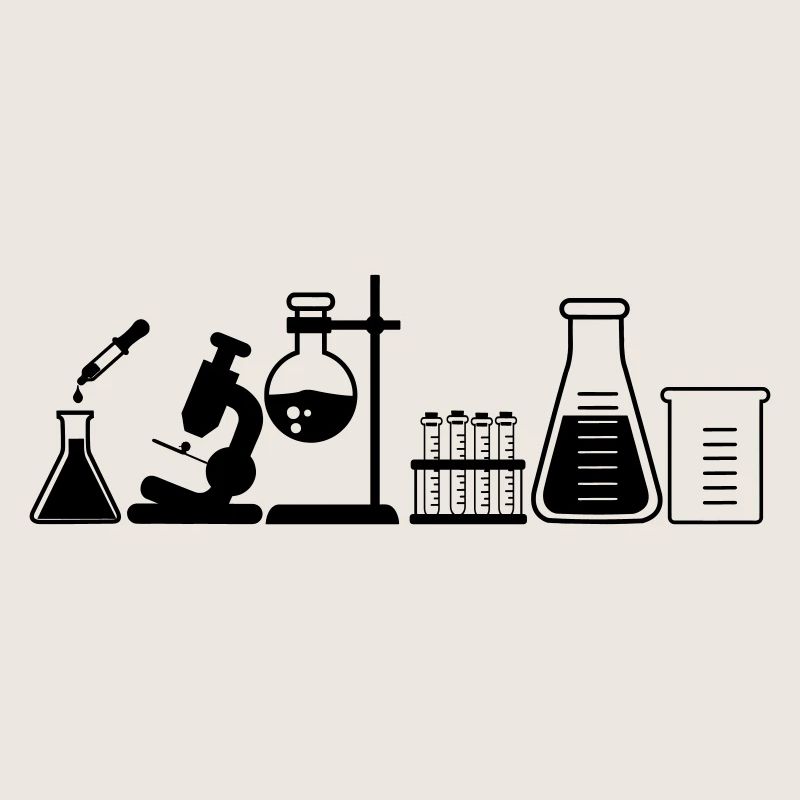 Laboratory with jars, microscope and tubes
