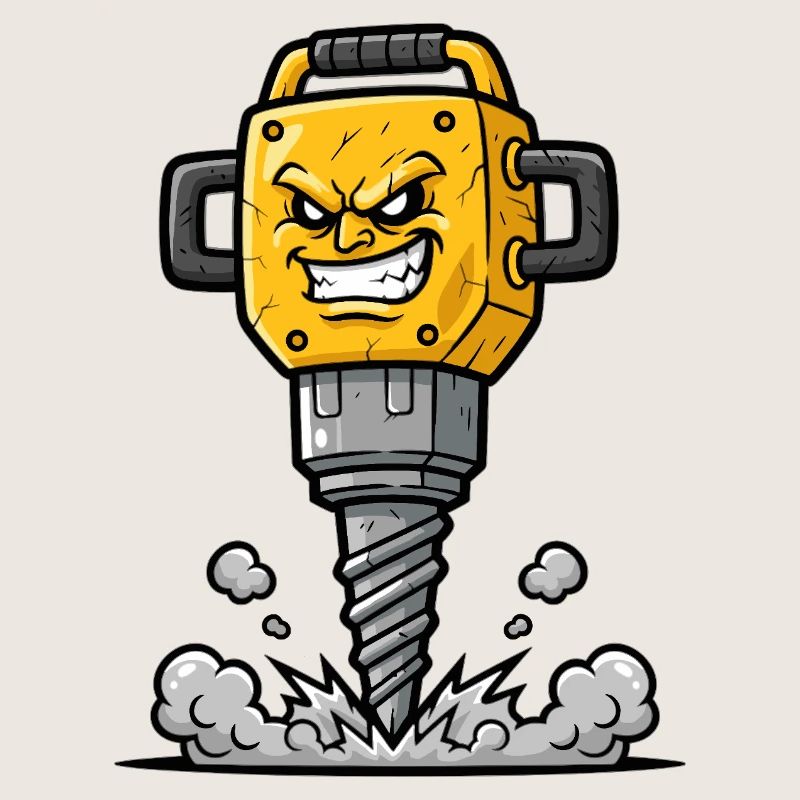 Dessin animé Drill en colère avec explosion
