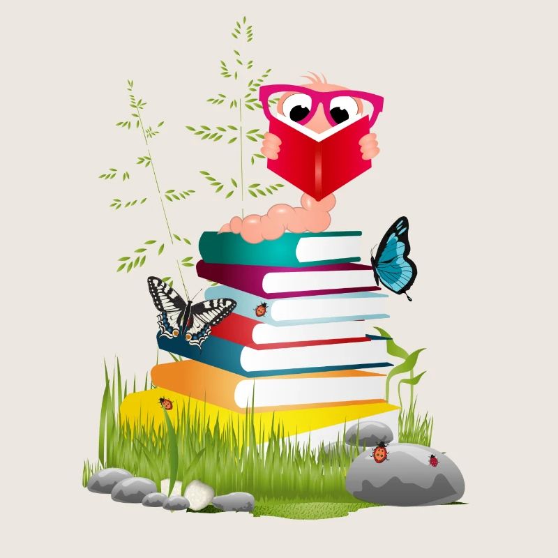 Knowledge-thirsty bookworm while reading a book
