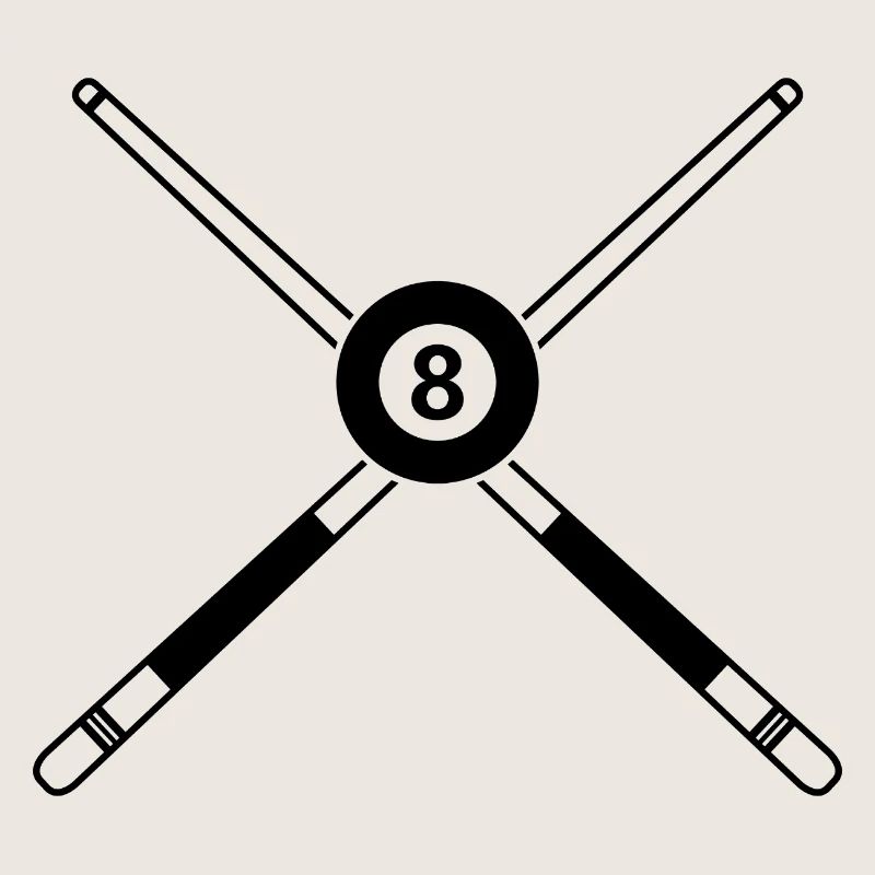 Queue de huit billes croisées avec des bâtons de billard