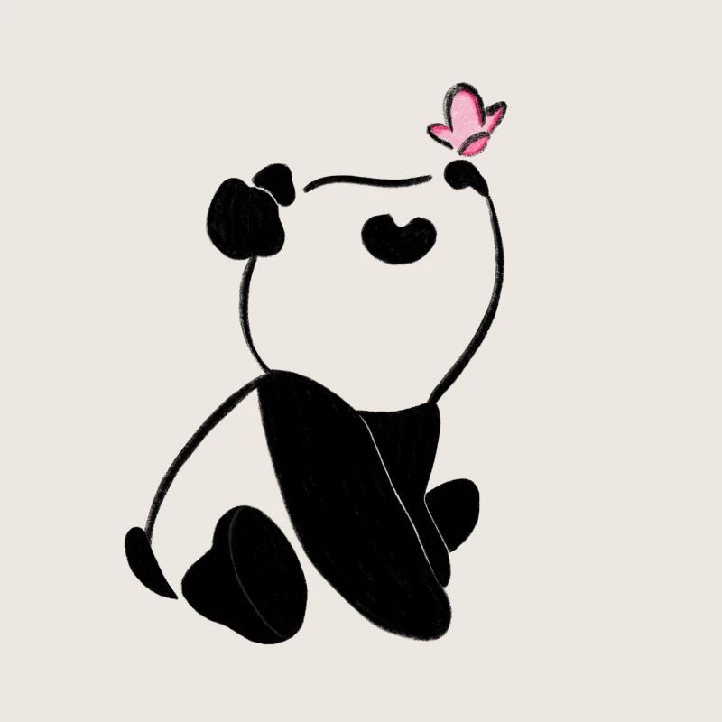 Panda avec papillon – Motif d’animal mignon