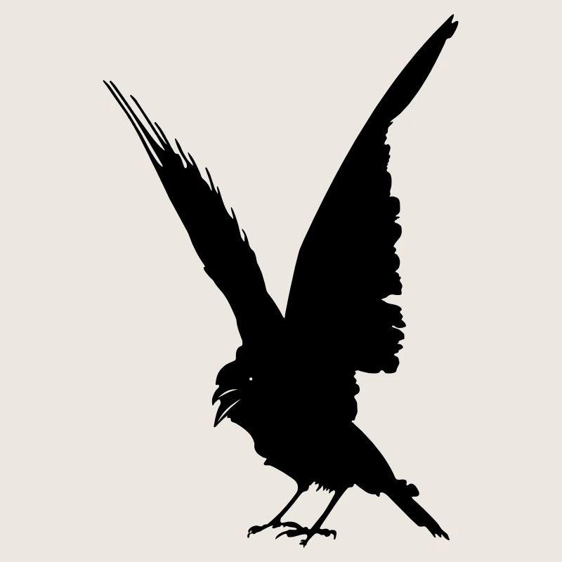 Schwarze Vogelkrähe oder Rabenschattenfigur