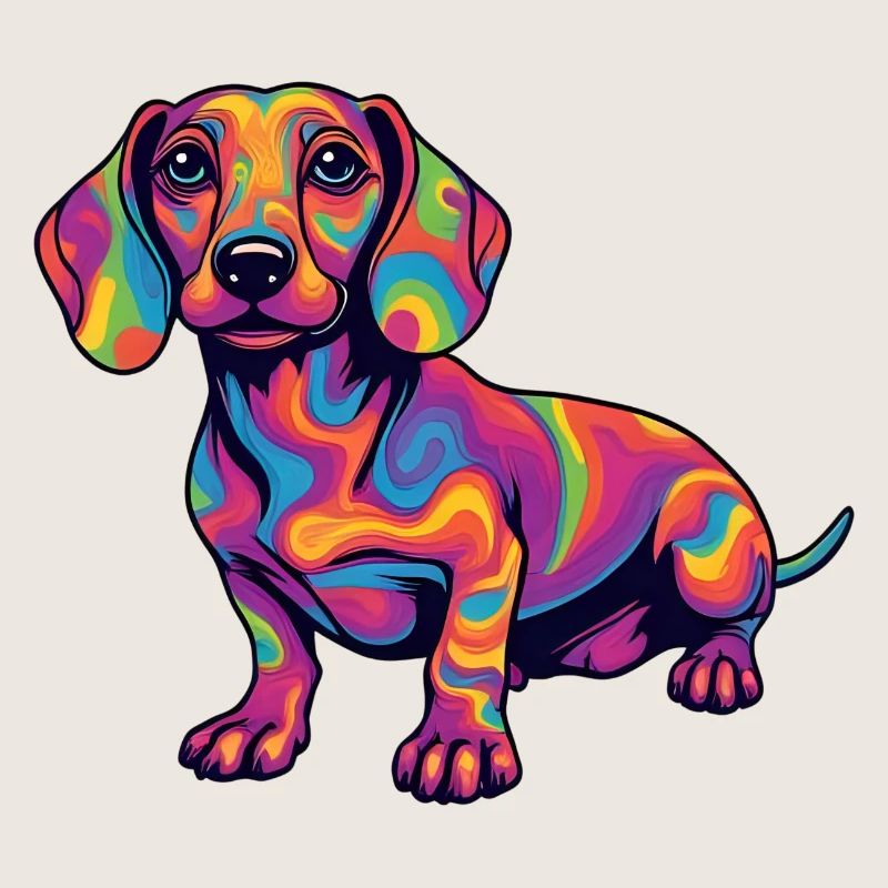 Psychedelischer Dackel Farbexplosion Pop Art 