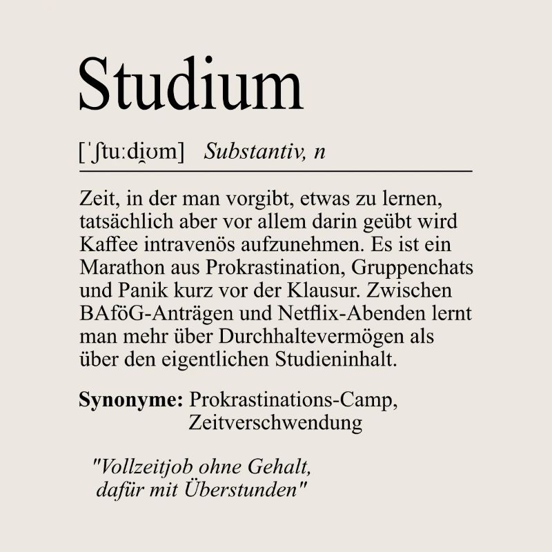 Unispruch "Studium" Student Geschenk, Studenten