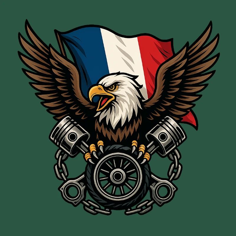 French Eagle with Flag