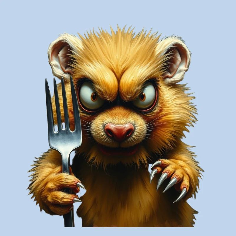 Horror hamster with fork