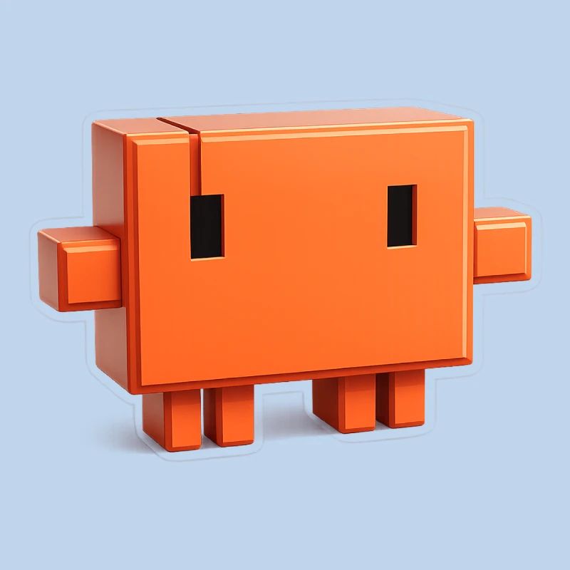 Claude Code Pixel 3D Mascot Cute Dev Sticker