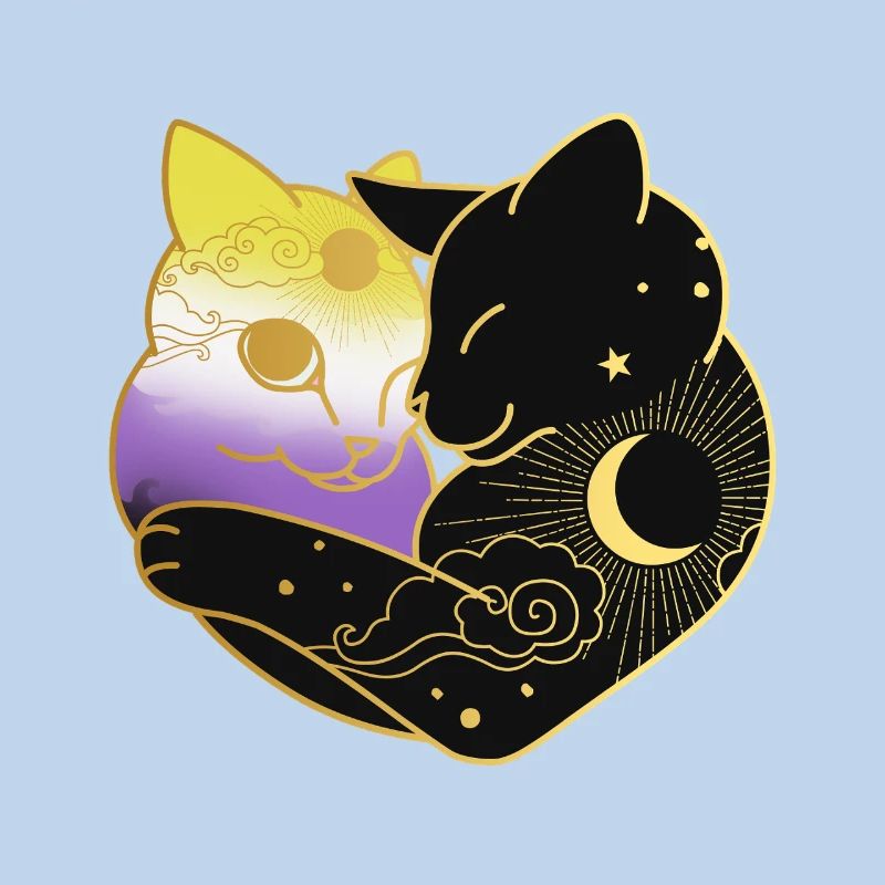 Nonbinary Cat Celestial Heart LGBT Pride Flag