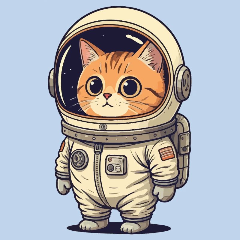 Chat de l’espace en combinaison d’astronaute