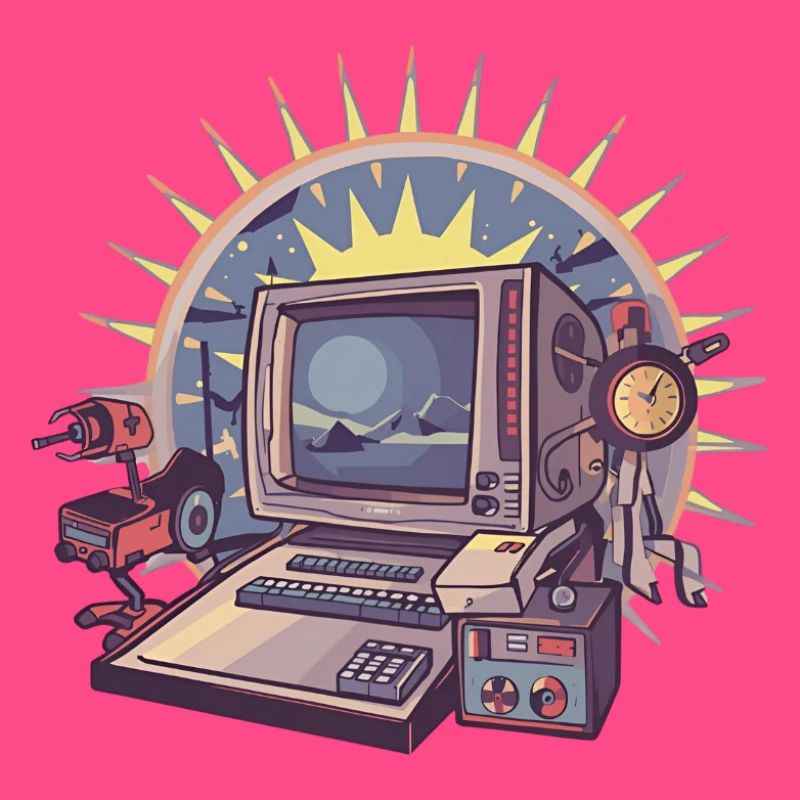 Futuristic computer with retro elements