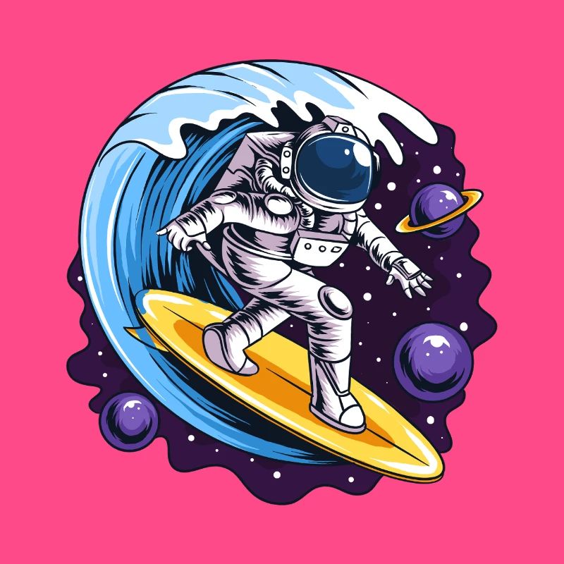Astronaute de l’espace sur des planches de surf
