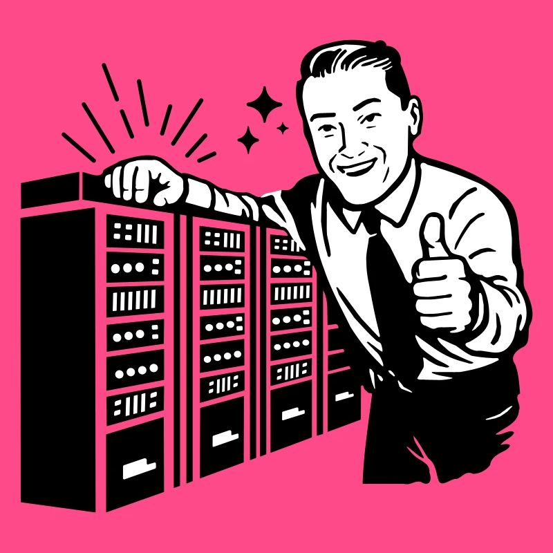 Rétro IT Admin Smiling – Support technique vintage