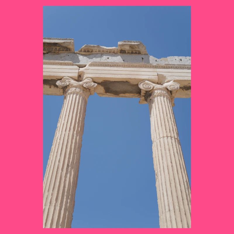 Ancient columns under blue sky, Acropolis