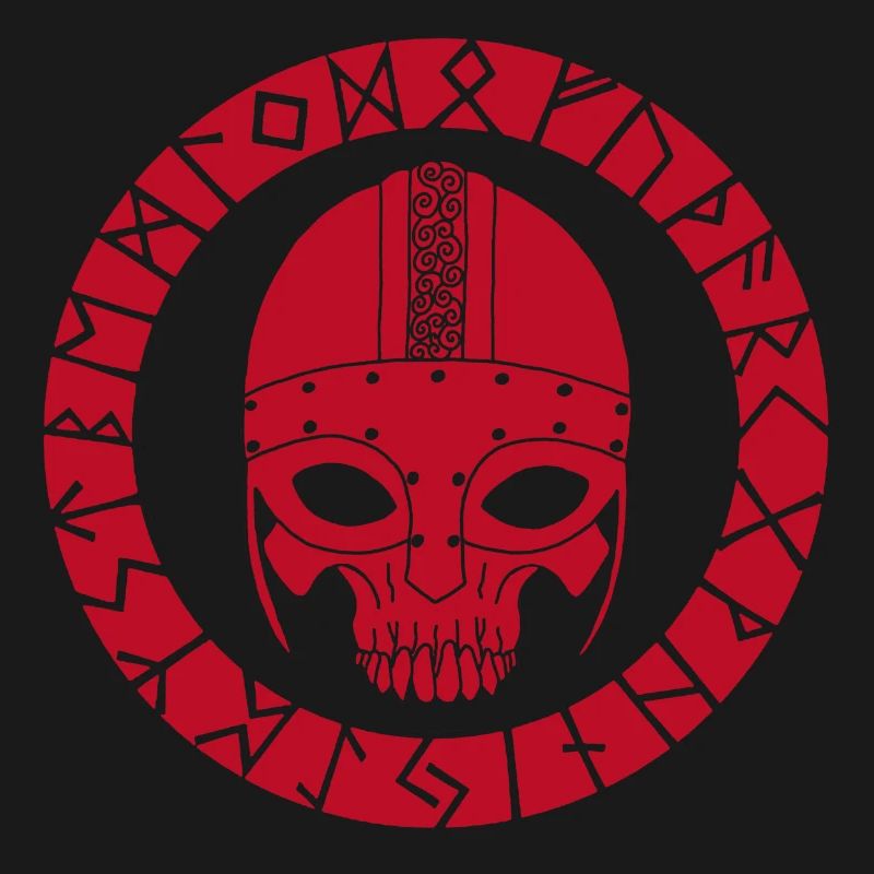 Rotes Wikinger-Todeskopf