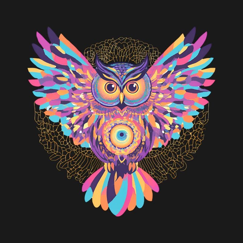 Regenbogenmandala-Eule