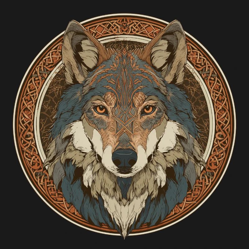 Legendary wolf with Celtic pattern