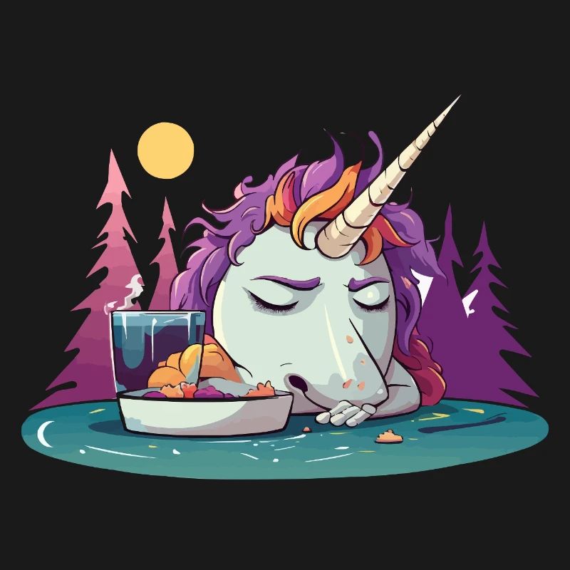 Verschlafenes Einhorn am Teich