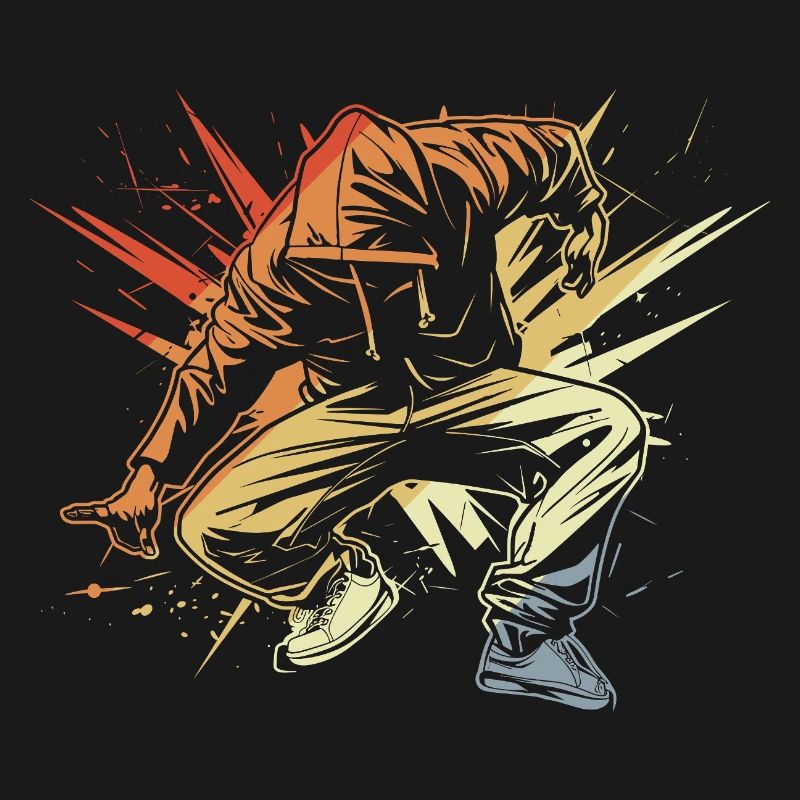 Breakdancer dessinant vintage