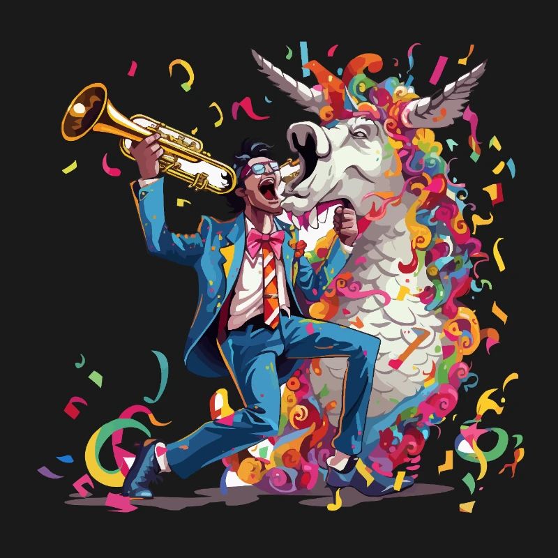 Trompeter und Regenbogen-Einhorn