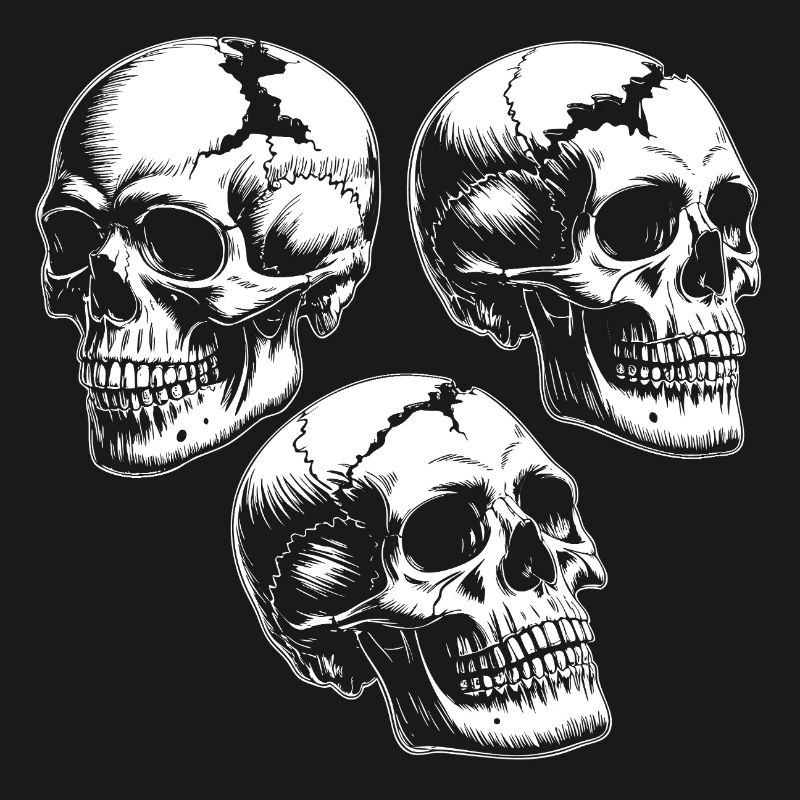 Three Skull Silhouettes